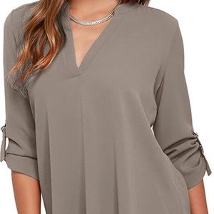 Gray blouse with roll up sleeve
